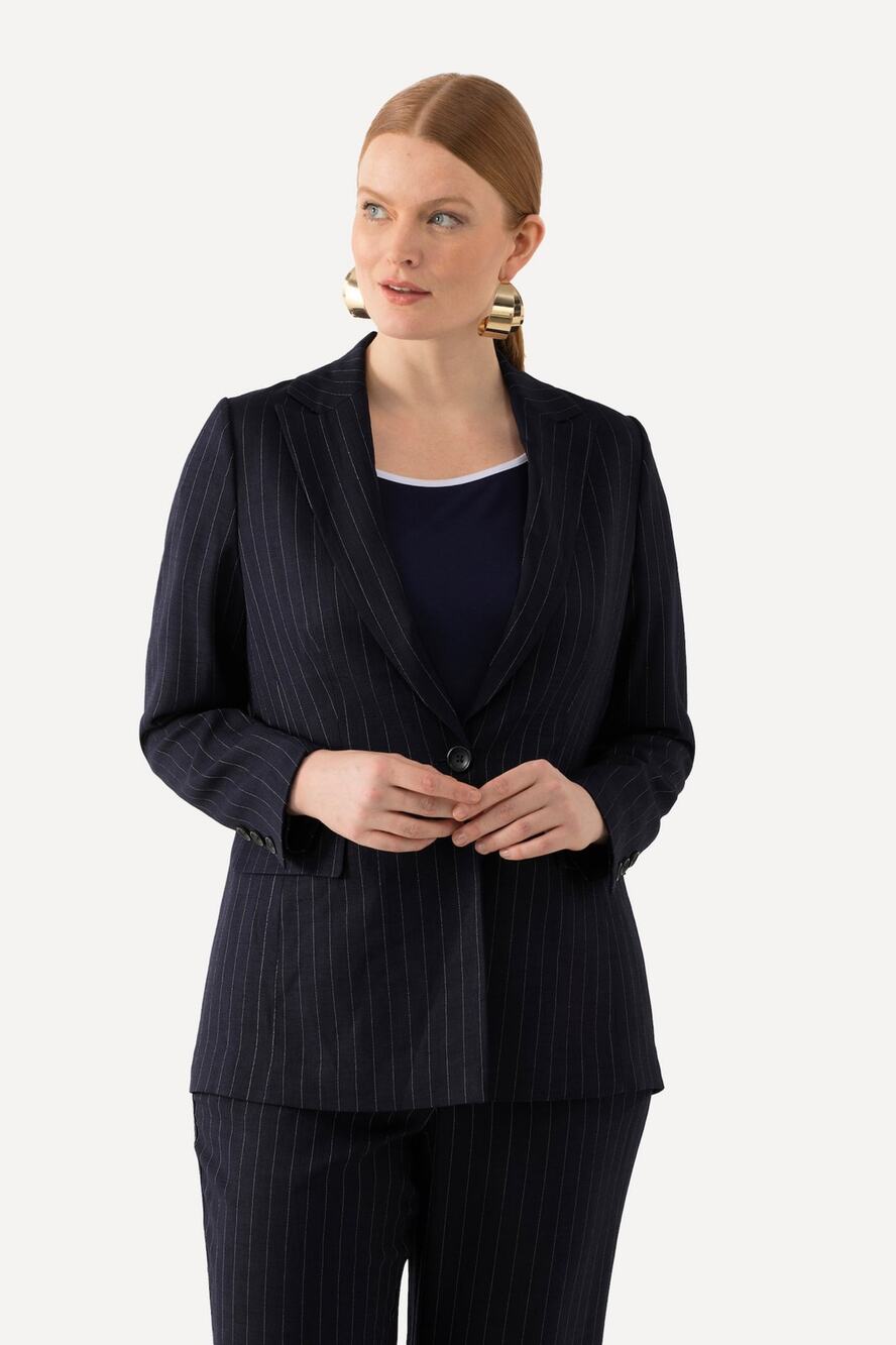 International Concept Pinstripe One Button Blazer Size 14
